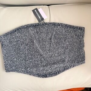 PrettyLittleThing Grey Bobble Denim Corset Crop Top NWT 8 Club Strapless Shirt